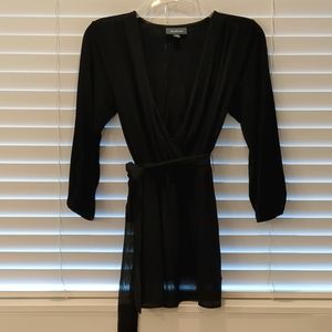 Black faux wrap blouse